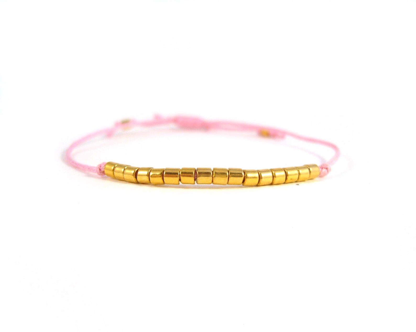 Pink Friendship Bracelet Light Pink String Bracelet Gold Etsy