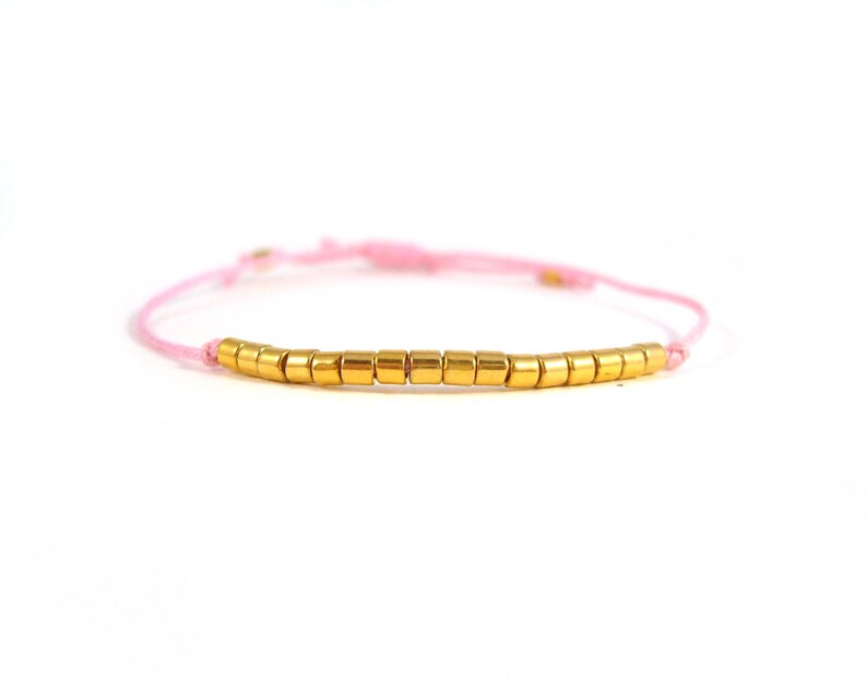 Pink Friendship Bracelet Light String Gold Image 0