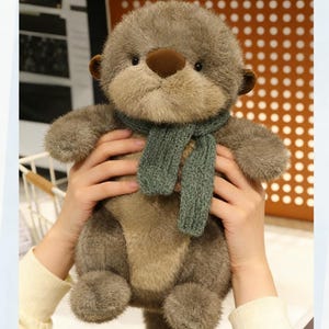 Cute Otter Plush with Knit Scarf | Stuffed Animal for Kids | Cuddle Buddy for Bedtime | Cute Birthday Gift for Children | Nursery Decor