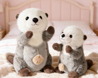 Realistisches Otter-Plüschtier mit Magnet, weiches Stofftier, umarmender Schlafbegleiter, beruhigendes Plushie-Geschenk für Kinder und Erwachsene