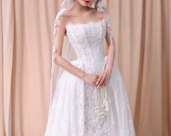 Sparkly Mermaid Wedding Dress, Off-Shoulder Beaded Bridal Gown, Detachable Train