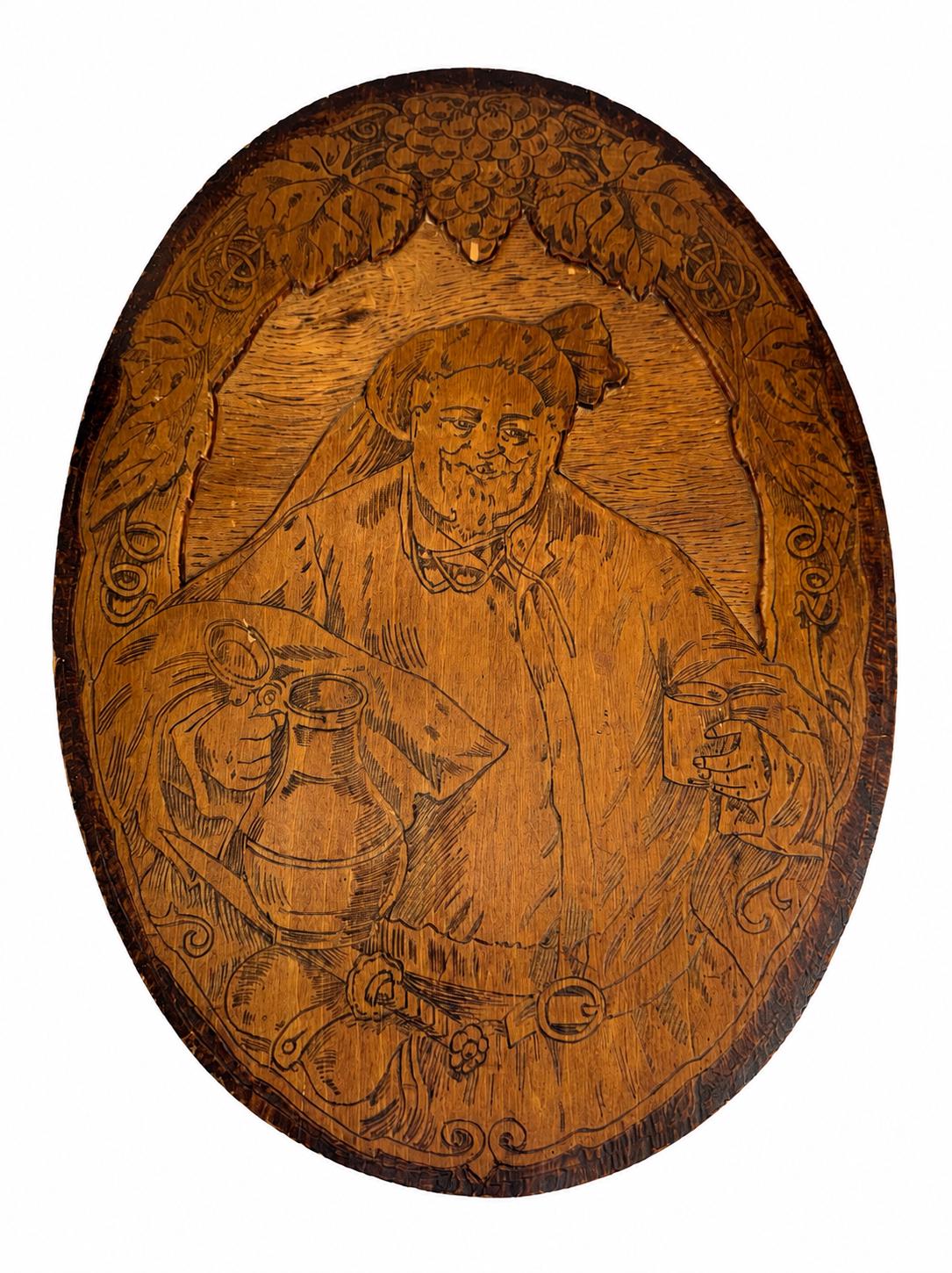 Vintage Flemish Art Carved Wooden Wall Plaque - Tavern Scene - Rustic Belgian/Flemish Decor