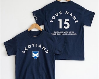 Camiseta infantil personalizada de Escocia - Camiseta infantil con nombre y número personalizados -