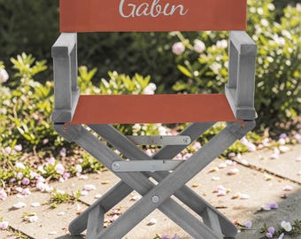 Silla de director infantil bordada - personalizada - color gris envejecido