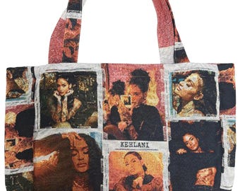 Kehlani Tapestry Tote Bag, Woven Jacquard Shoulder Bag, Large Everyday Tote, Gym Bag, Birthday Gift