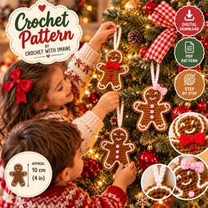Gingerbread Man Crochet Pattern PDF, Christmas Ornament Crochet Pattern, Gingerbread Ornament, Easy Holiday Crochet Pattern, Christmas Decor