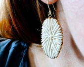 Coral Eclipse Earrings - porcelain scuplted faux coral dangles rimmed with 20kt gold luster