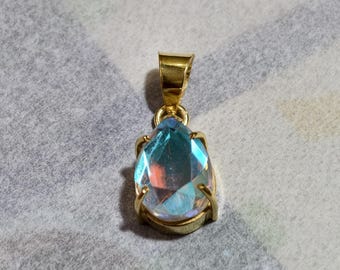 Misti Mystic Topaz Pear Cut Pendant, Brass, Sky Blue Gemstone (10x12mm)