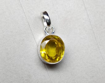Oval Yellow Sapphire Pendant | Natural Pukhraj Gemstone | 8x10mm Crystal Jewelry