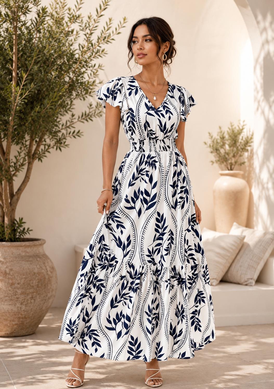 Robe Fleurie Robe Blanche Fleur Bleu White Dress With Blue Floral