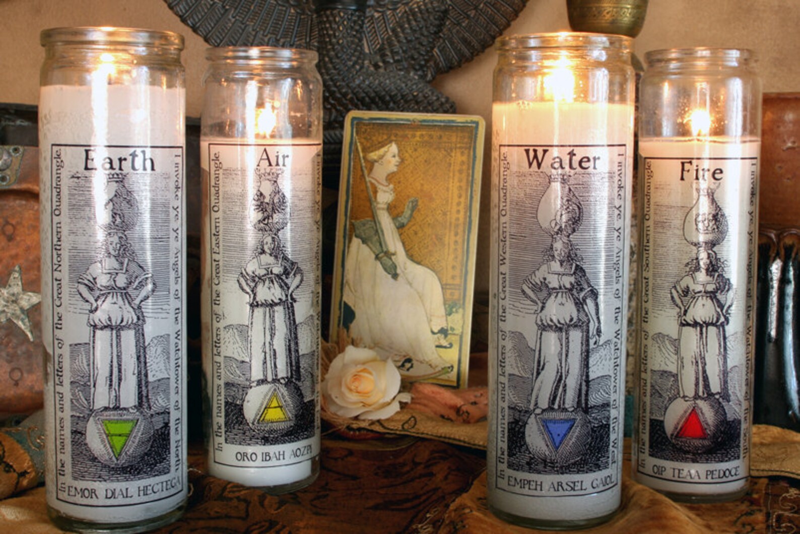 Altar Candle decals for pillar candles elemental quarters or Etsy
