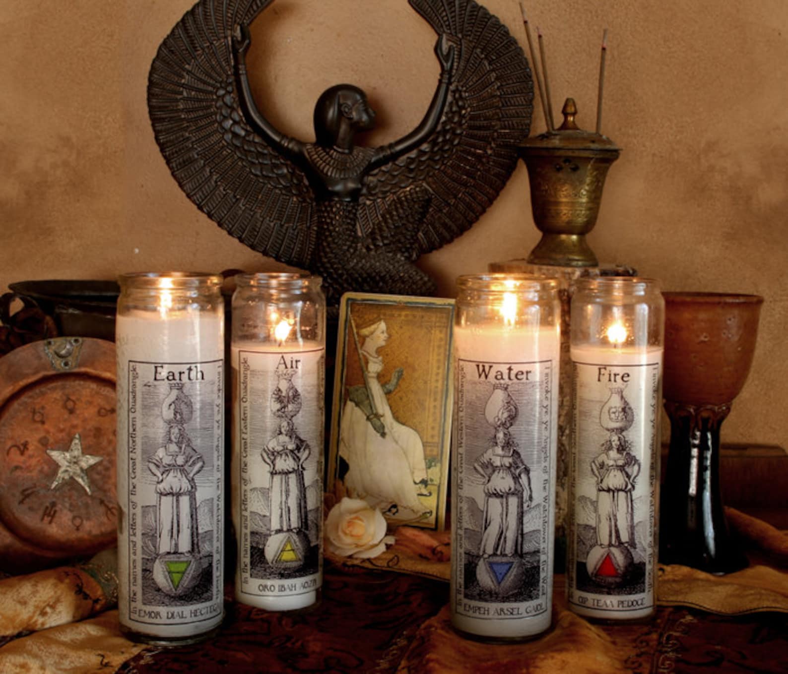 Altar Candle decals for pillar candles elemental quarters or Etsy