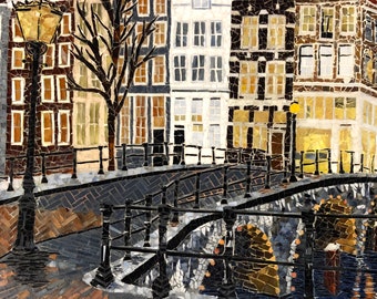 Amsterdam at Dusk. Gorgeous hand cut glass mosaic