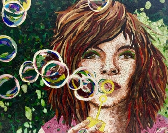 Blowing Bubbles - Beautiful Stained Glass Mosaic