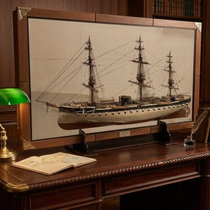 Museum-Quality Half-Hull Model of Spanish Ironclad "Numancia" – 1/115 Scale, Handcrafted Scratch-Built, Valencia Private Collection