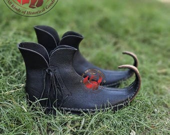 Medieval Poulaines Shoes Leather Curved Point Boots Renaissance LARP SCA Viking Costume shoes