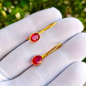 Boucles d'oreilles pendantes en rubis véritable, bijoux en argent sterling 925 plaqué or rouge, cadeau d'anniversaire