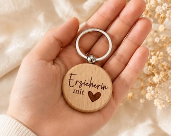 Schlüsselanhänger Erzieherin personalisiert – Geschenk für Lehrerin, Kita Abschied, Kindergarten, Danke Geschenk mit Gravur | klein, günstig