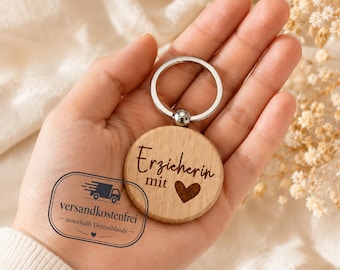 Schlüsselanhänger Erzieherin personalisiert – Geschenk für Lehrerin, Kita Abschied, Kindergarten, Danke Geschenk mit Gravur | klein, günstig