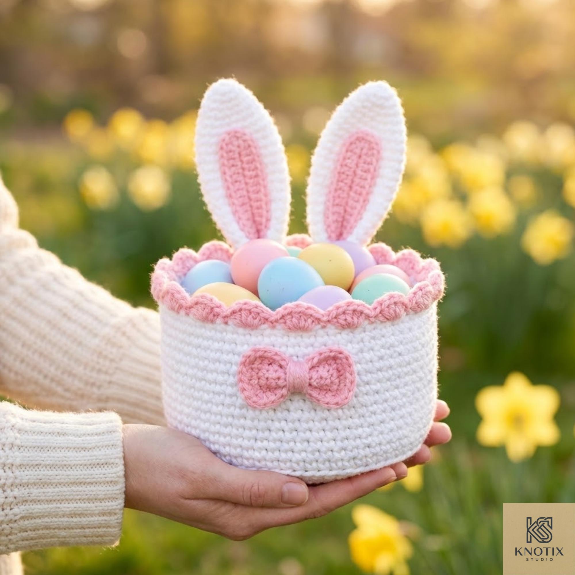Bunny Easter Basket Crochet Pattern PDF – Easter Basket Crochet Pattern ...