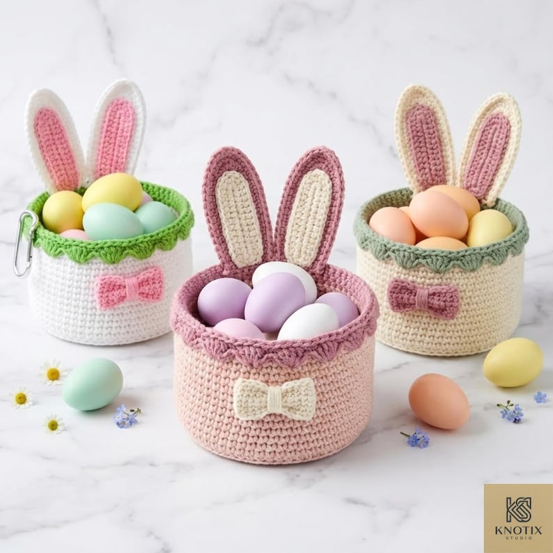 Bunny Easter Basket Crochet Pattern PDF – Easter Basket Crochet Pattern ...