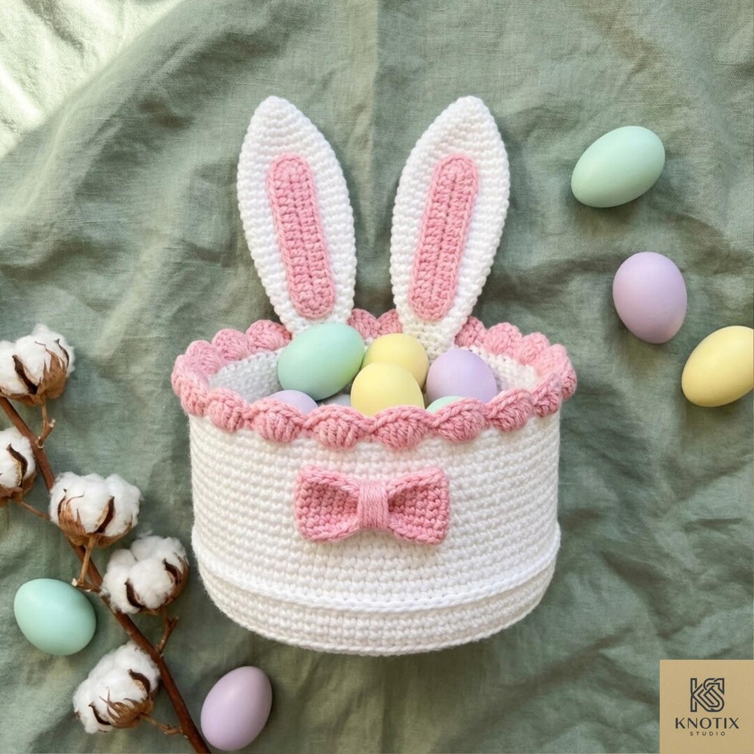 Bunny Easter Basket Crochet Pattern PDF – Easter Basket Crochet Pattern ...