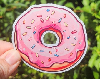 Pink Sprinkle Donut sticker | 3" sticker | vinyl decal | water bottle sticker | laptop sticker | kids sticker | sprinkle donut sticker