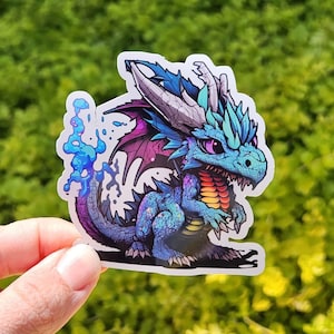 Magical Blue Dragon Sticker | 3" sticker | vinyl decal | water bottle sticker | laptop sticker | kids sticker | dragon sticker