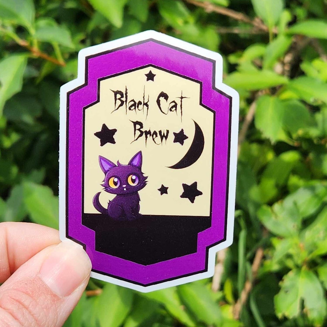 Black Cat Brew Witchy Label | 3.25" Sticker | Vinyl Decal | Water ...
