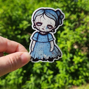 Creepy Doll Sticker | 3" sticker | vinyl decal | water bottle sticker | laptop sticker | journal sticker | creepy vibes | haunted doll