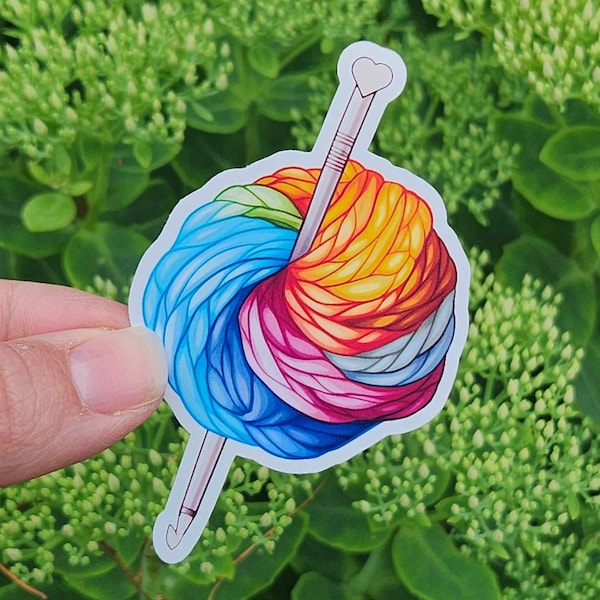Rainbow Yarn ball Crochet Lover Sticker | 3" sticker | vinyl decal | water bottle sticker | laptop sticker | crochet lovers | yarn lovers