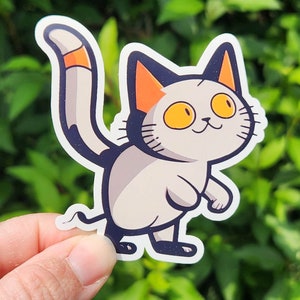 Playful Clumsy Cat Sticker: 3&quot; Vinyl Decal