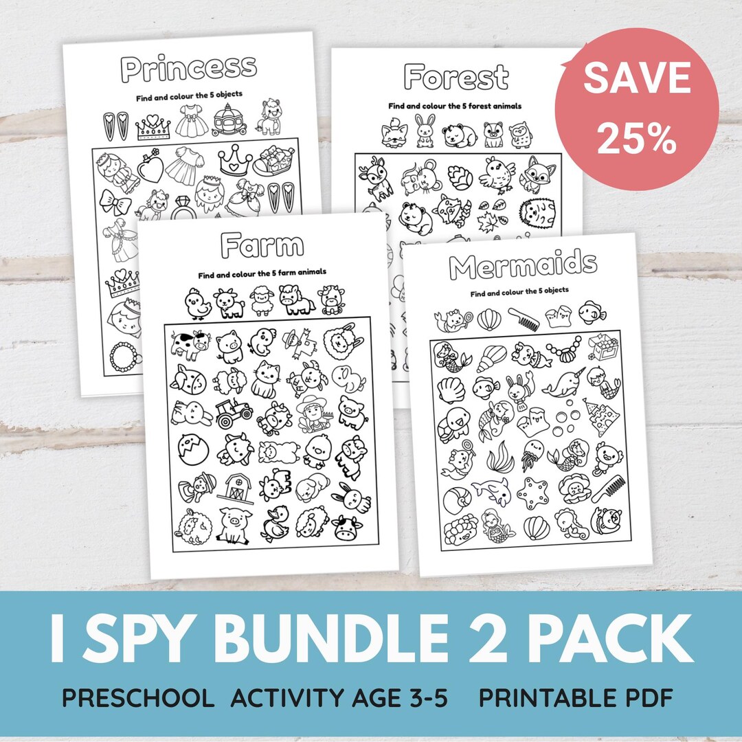 I Spy Printable Bundle for Kids | 2 Pack Toddler Find the Objects ...