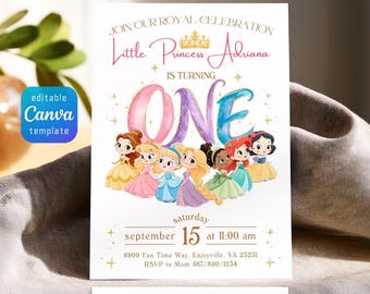Princess birthday invitation, girl editable invite template, printable Castle invitation, Once Upon A Time Royal Party, instant download