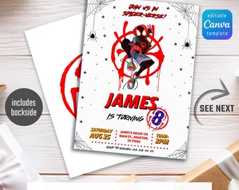 Printable birthday invitation, Spider-Verse invite, Spiderman invitation, Superhero Party, instant download Super Hero invite