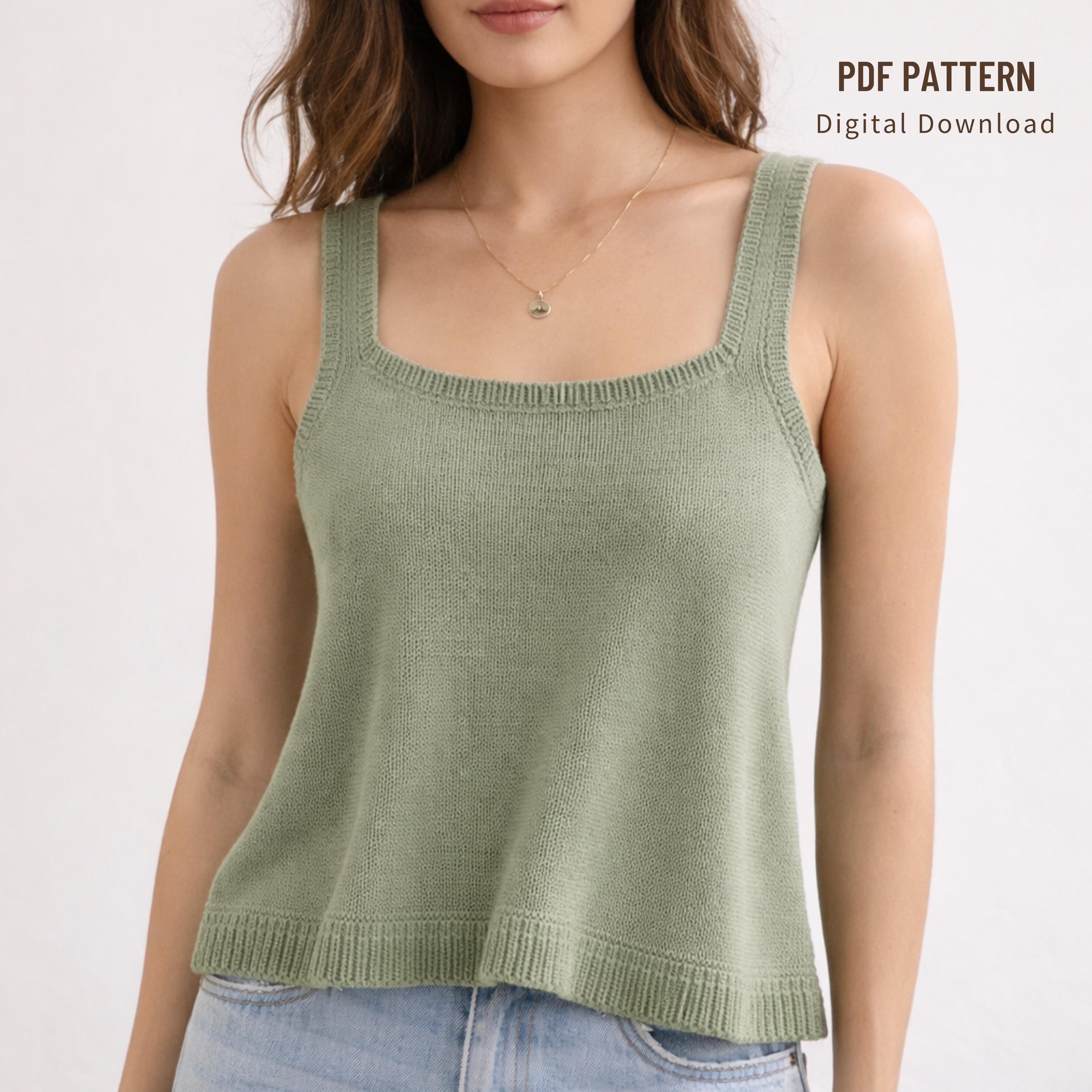 handmade Knit camisole⁺‧₊° ཐི⋆♱⋆ཋྀ °₊‧⁺ Knitting Pattern Summer Knit Camisole Square Neck Sleeveless Top