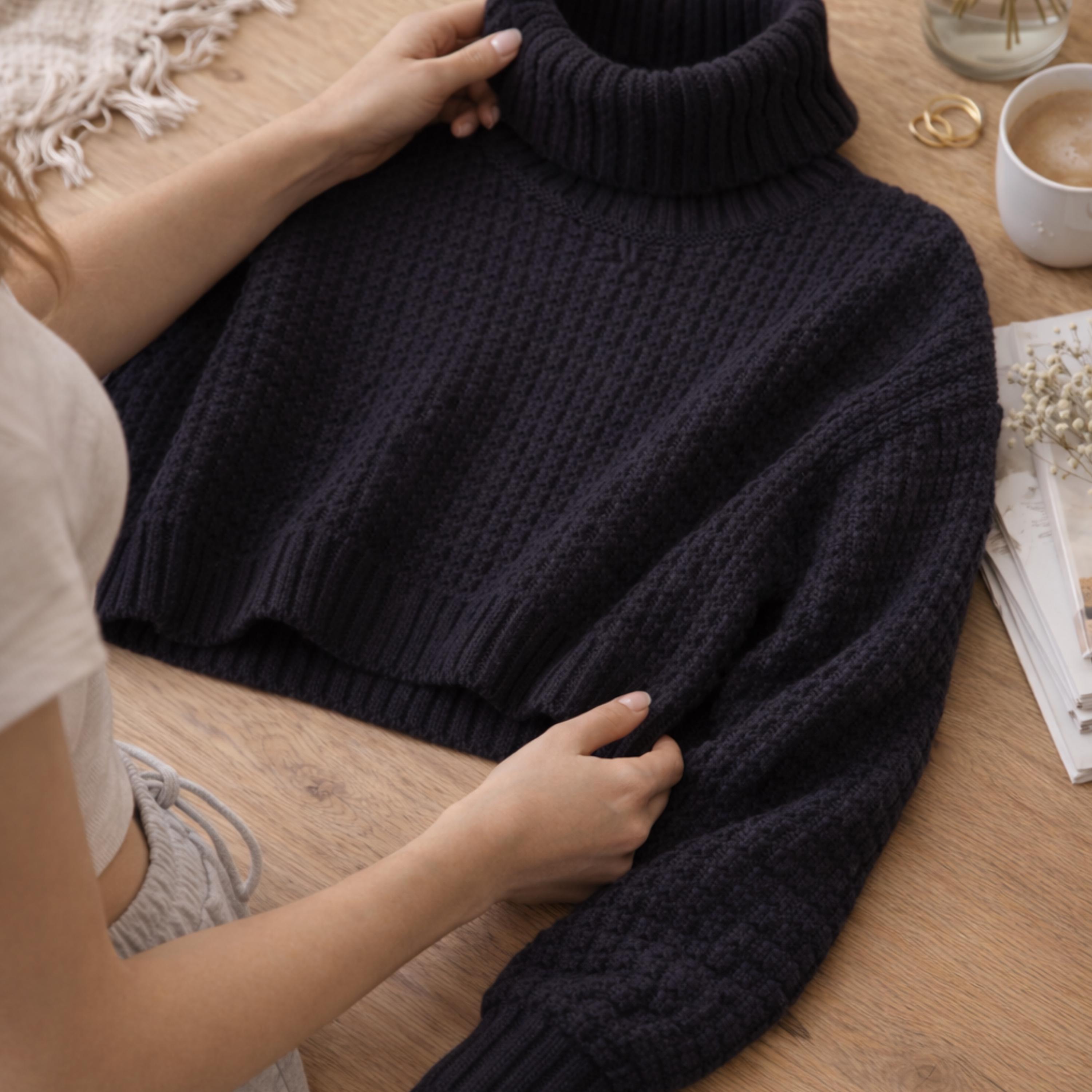 Cropped Basketweave Sweater Knitting Pattern PDF | Oversized