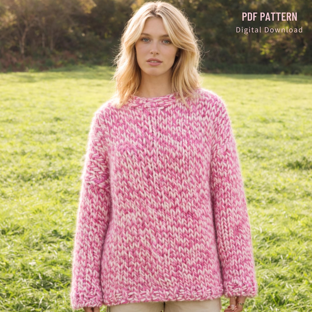 Oversized Chunky Knit Pullover Pattern, Super Bulky Sweater PDF, Drop ...