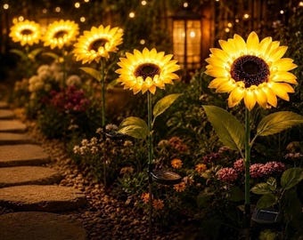 Lampe solaire de jardin, lumière tournesol, décoration extérieure, éclairage de terrasse, cadeau bohème pour le jardin