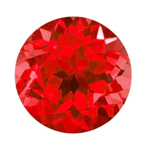 Rubí redondo suelto / Piedra facetada de color rojo anaranjado intenso para la fabricación de joyas / Piedra de nacimiento de julio / Gema de rubí redonda brillante
