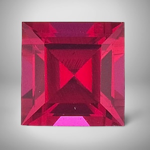 Vivid Pigeon Blood Ruby Square Cut, Custom Carré Step-Cut Loose Gemstone for Art Deco Ring, Architectural Crimson Corundum Bridal Supply