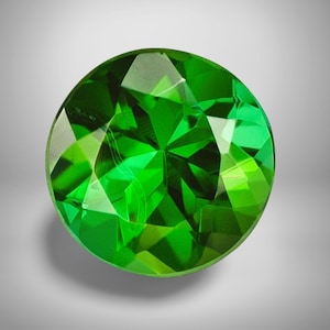Vivid Green Tourmaline Round Cut Gemstone, Portuguese Matrix Vortex Facet