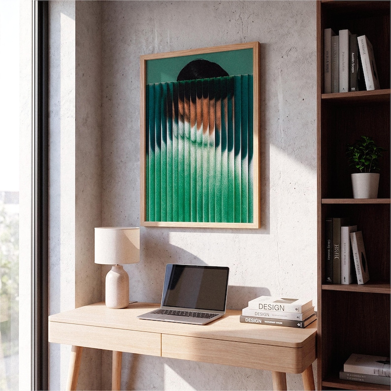 Hidden Face Art Print | Green Corrugated Poster | Surreal Abstract ...