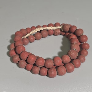 Antique Jatim Beads Java Indonesia – Brick Red Glass Beads – 64 Beads – Old Indonesian Trade Beads I TS1622