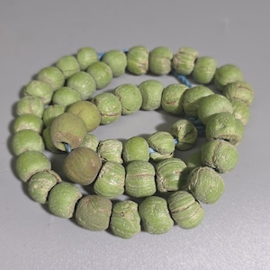 Antique Green Jatim Glass Beads Java – 50 Beads – Weathered Collector Strand I TS1587