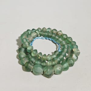 Rare Antique Faceted Jatim Glass Beads – Green Java Indonesia Collector Strand I TS1611