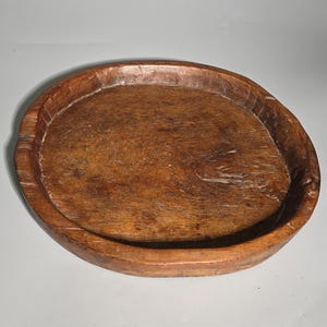 Vintage Teak Wood Bowl Java Indonesia – Hand Carved Large Wooden Platter – Beautiful Old Patina I TS1590