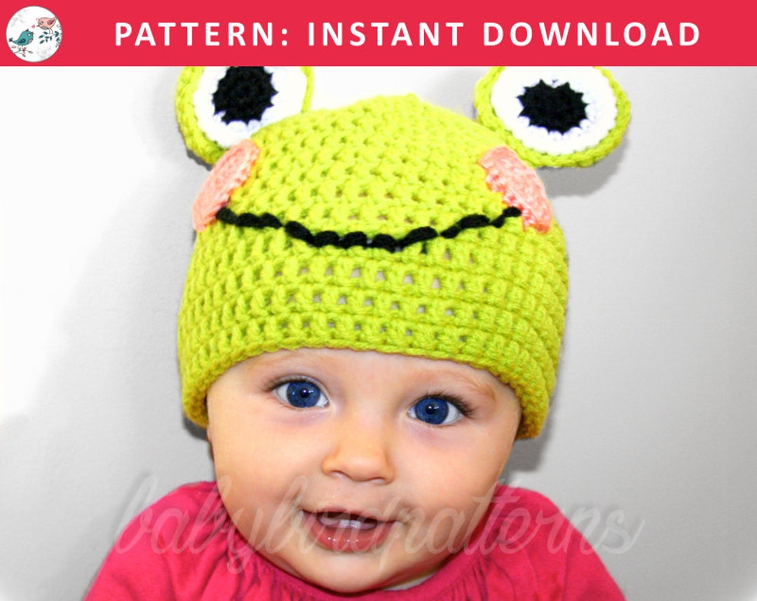 Smiley Frog Cute Crochet Frog Hat Pattern for Babies and - Etsy