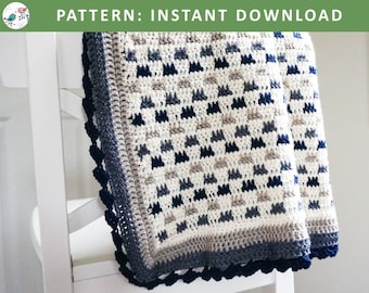 Modern Crochet Baby Blanket Pattern, Neutral Block Afghan (PDF Pattern)