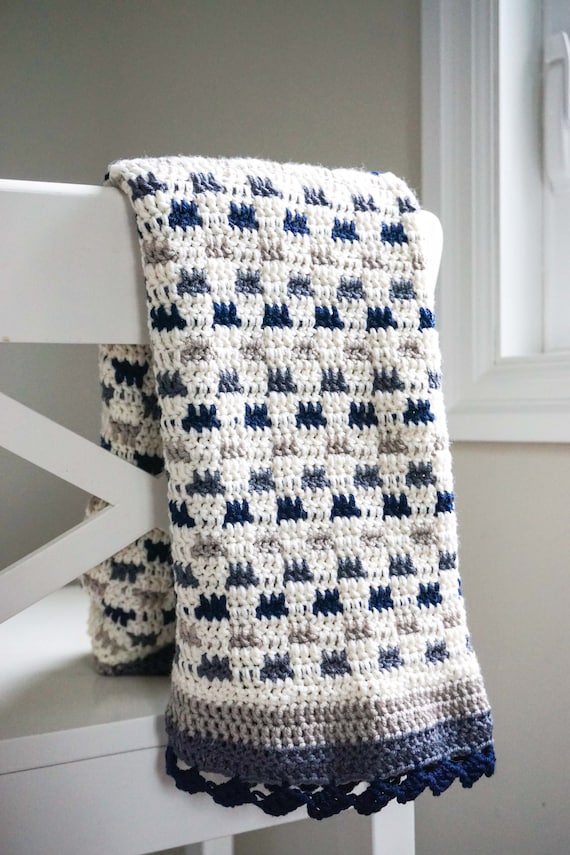 New Baby On The Block Modern Crochet Baby Blanket Afghan In Etsy
